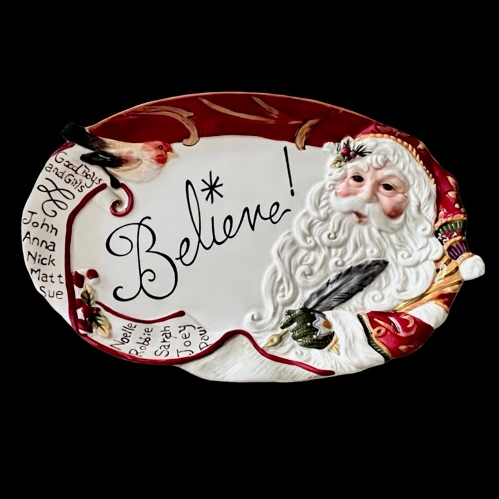 Fitz & Floyd Believe Regal Holiday Sentiment Tray NIB 2014 Santa Plate